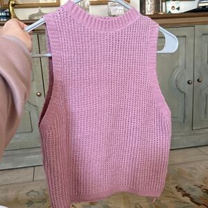Purple Sleeveless Knit Top with cardigan set